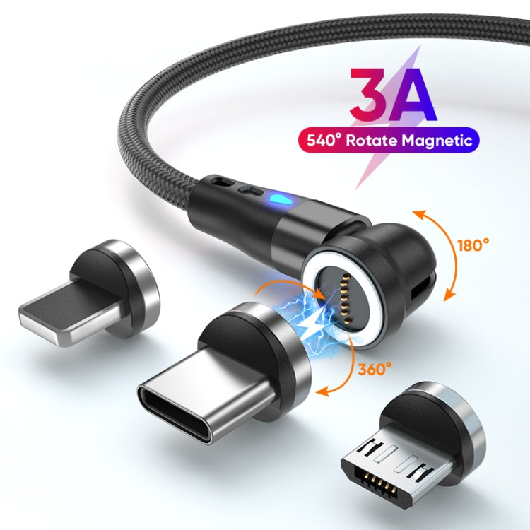 ENKAY 3 in 1 3A USB to Type-C / 8 Pin / Micro USB Magnetic 540 Degrees Rotating Fast Charging Cable, Length:1m(Black) - Charging Cable & Head by ENKAY | Online Shopping UK | buy2fix