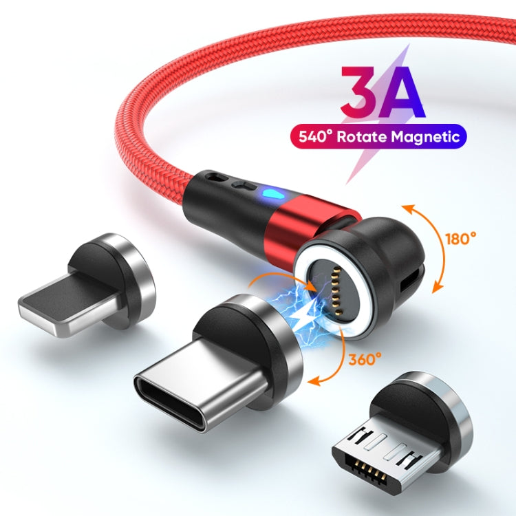 ENKAY 3 in 1 3A USB to Type-C / 8 Pin / Micro USB Magnetic 540 Degrees Rotating Fast Charging Cable, Length:2m(Red) - Charging Cable & Head by ENKAY | Online Shopping UK | buy2fix