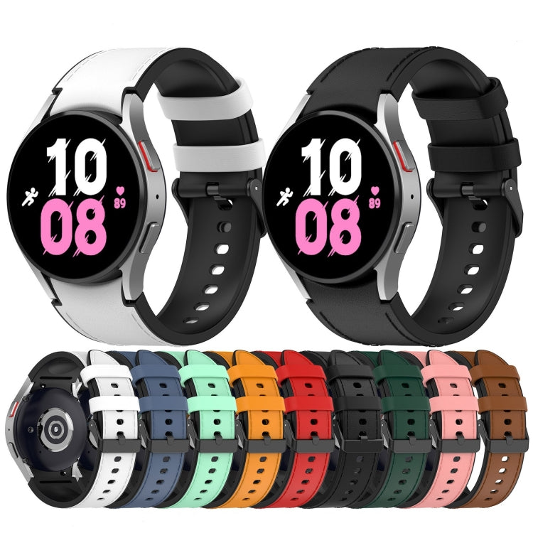 For Samsung Galaxy Watch 6 Classic Silicone Leather Black Buckle Watch Band(Pink) - Watch Bands by buy2fix | Online Shopping UK | buy2fix