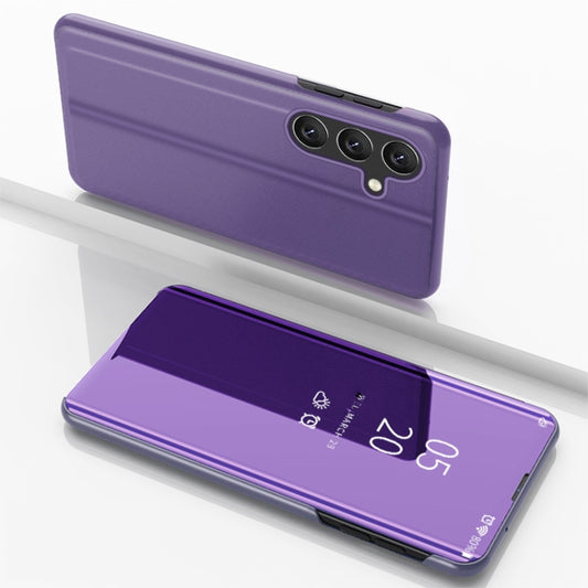 For Samsung Galaxy A25 Global Plated Mirror Horizontal Flip Leather Phone Case with Holder(Violet Blue) - Galaxy Phone Cases by buy2fix | Online Shopping UK | buy2fix