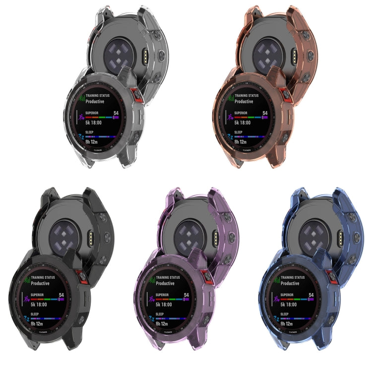 For Garmin Fenix 7S Pro Half-Package TPU Watch Protective Case(Transparent Black) - Watch Cases by buy2fix | Online Shopping UK | buy2fix
