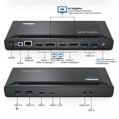 Wavlink UG69PD2 Dual 4K Fast Charging Integrated Docking Station, Plug:AU Plug -  by WAVLINK | Online Shopping UK | buy2fix