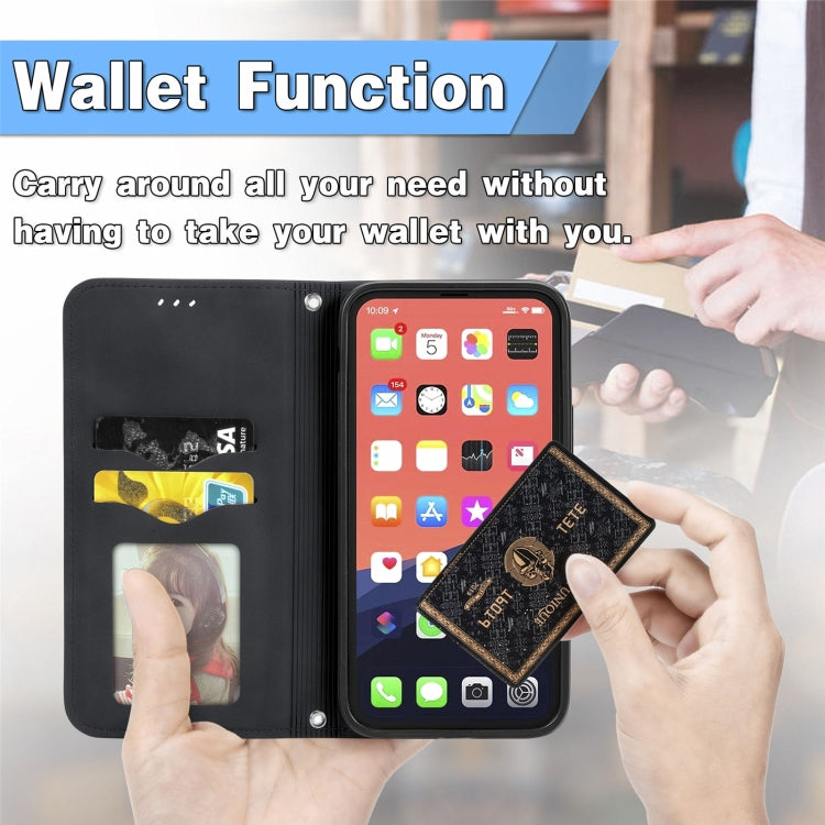 For iPhone 16 Retro Skin Feel Magnetic Flip Leather Phone Case(Black) - iPhone 16 Cases by buy2fix | Online Shopping UK | buy2fix