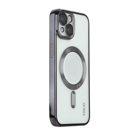For iPhone 15 Plus ENKAY Hat-Prince Magsafe Electroplated TPU Clear Shockproof Phone Case(Black) - iPhone 15 Plus Cases by ENKAY | Online Shopping UK | buy2fix