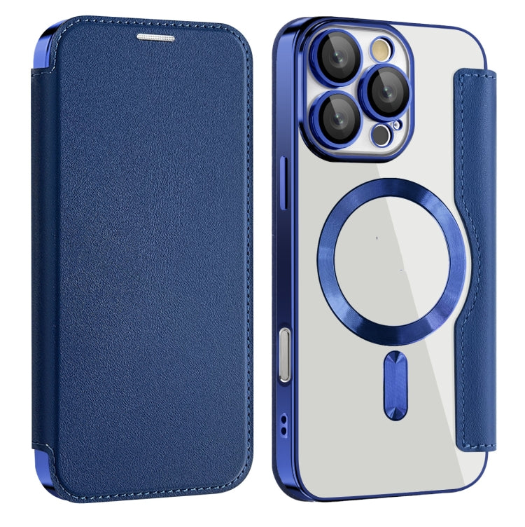 For iPhone 16 Pro Shield MagSafe RFID Anti-theft Leather Phone Case(Dark Blue) - iPhone 16 Pro Cases by buy2fix | Online Shopping UK | buy2fix