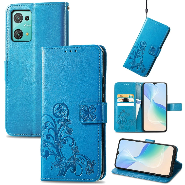 For Blackview Oscal C30 Pro Four-leaf Clasp Embossed Buckle Leather Phone Case(Blue) - More Brand by buy2fix | Online Shopping UK | buy2fix