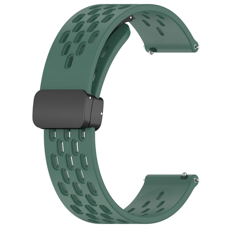 For Amazfit Pop 20mm Folding Magnetic Clasp Silicone Watch Band(Dark Green) - Watch Bands by buy2fix | Online Shopping UK | buy2fix