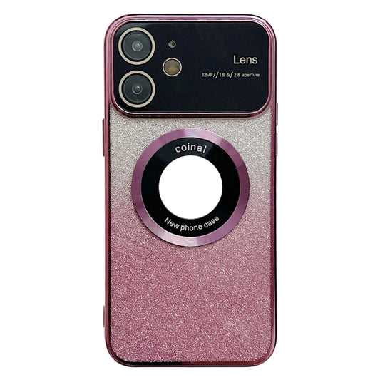 For iPhone 11 Large Window MagSafe Gradient Glitter Electroplating TPU Phone Case(Rose Red) - iPhone 11 Cases by buy2fix | Online Shopping UK | buy2fix