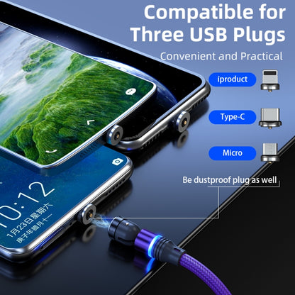 ENKAY 3 in 1 2.4A USB to Type-C / 8 Pin / Micro USB Magnetic 540 Degrees Rotating Charging Cable, Length:2m(Purplele) - Charging Cable & Head by ENKAY | Online Shopping UK | buy2fix