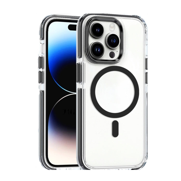 For iPhone 14 Pro Dual-color MagSafe TPU Hybrid Clear PC Shockproof Phone Case(Black) - iPhone 14 Pro Cases by buy2fix | Online Shopping UK | buy2fix