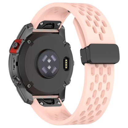 For Garmin Enduro 2 / Enduro Quick Release Holes Magnetic Buckle Silicone Watch Band(Pink) - Watch Bands by buy2fix | Online Shopping UK | buy2fix