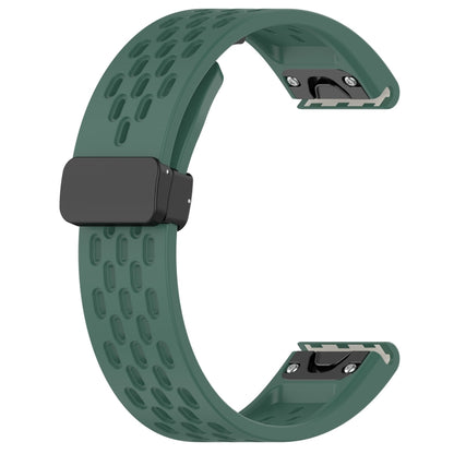For Garmin Descent MK1 / MK2 / MK2i Quick Release Holes Magnetic Buckle Silicone Watch Band(Dark Green) - Watch Bands by buy2fix | Online Shopping UK | buy2fix