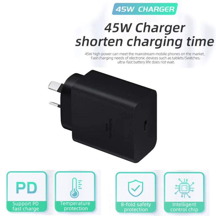 M135 PPS / PD 45W USB-C / Type-C Port Fast Charger with 5A Type-C to Type-C Cable, AU Plug(Black) - USB Charger by buy2fix | Online Shopping UK | buy2fix