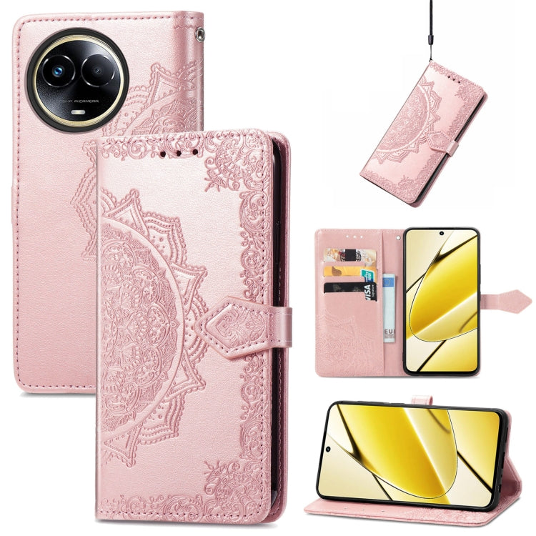 For Realme 11  5G Mandala Flower Embossed Leather Phone Case(Rose Gold) - Realme Cases by buy2fix | Online Shopping UK | buy2fix