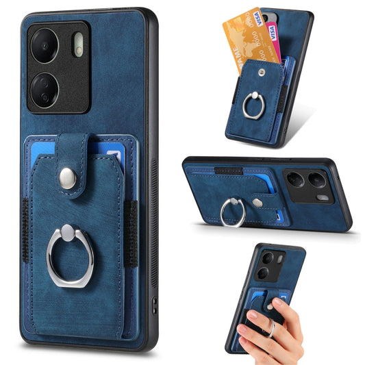 For Xiaomi Redmi 13C Retro Skin-feel Ring Card Wallet Phone Case(Blue) - 13C Cases by buy2fix | Online Shopping UK | buy2fix
