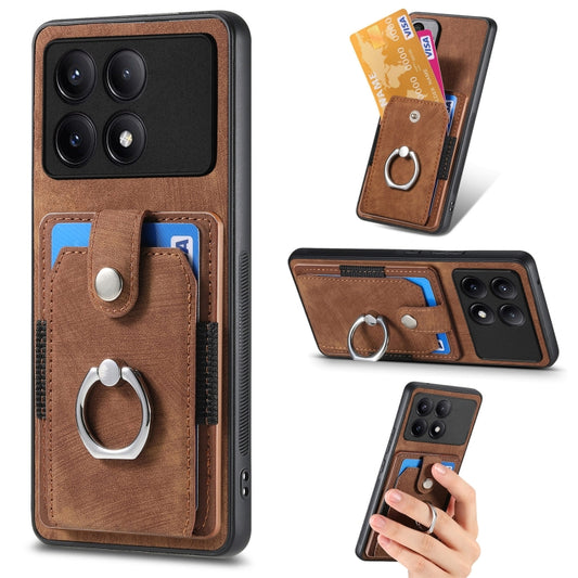 For Xiaomi Redmi K70E Retro Skin-feel Ring Card Wallet Phone Case(Brown) - K70E Cases by buy2fix | Online Shopping UK | buy2fix