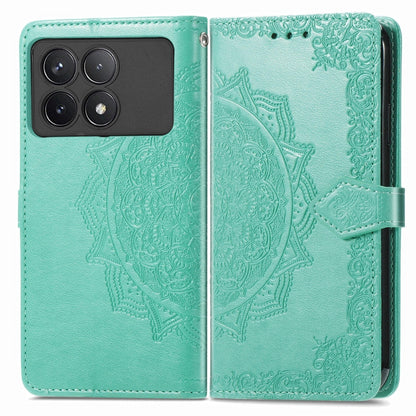 For Xiaomi Redmi K70 Mandala Flower Embossed Leather Phone Case(Green) - K70 Cases by buy2fix | Online Shopping UK | buy2fix