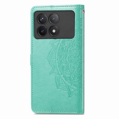 For Xiaomi Redmi K70 Mandala Flower Embossed Leather Phone Case(Green) - K70 Cases by buy2fix | Online Shopping UK | buy2fix