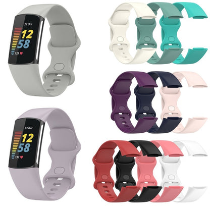 For Fitbit Charge 6 Solid Color Butterfly Buckle Silicone Watch Band, Size:L Size(Starlight Color) - Watch Bands by buy2fix | Online Shopping UK | buy2fix