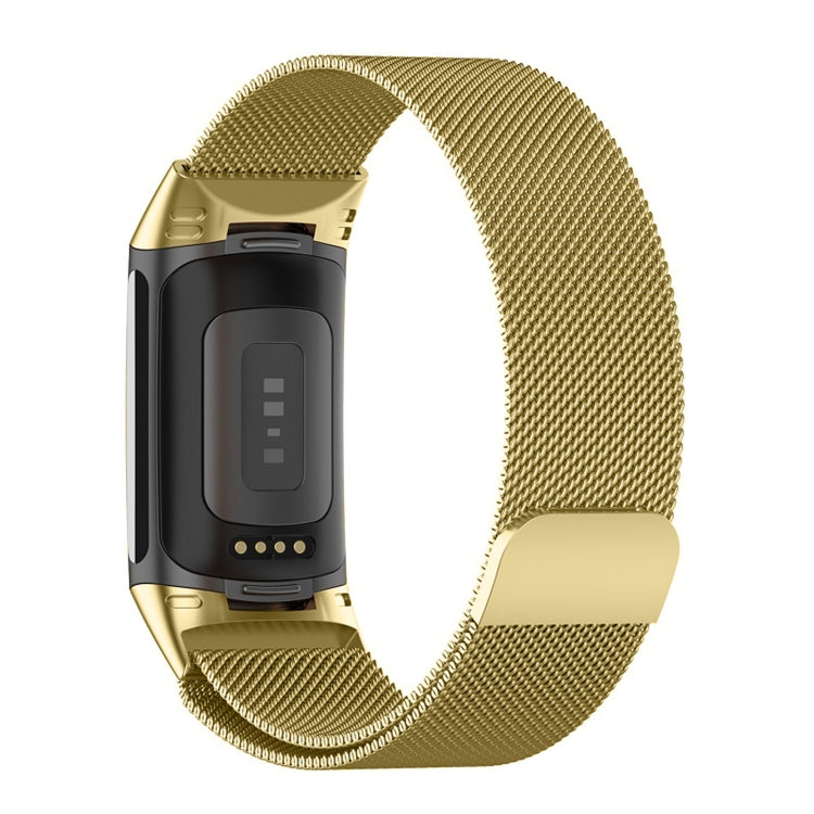 For Fitbit Charge 6 Milan Magnetic Metal Steel Mesh Watch Band(Gold) - Watch Bands by buy2fix | Online Shopping UK | buy2fix