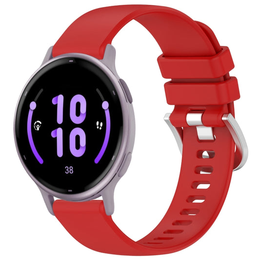 For Garmin Vivoactive 5 Liquid Glossy Silver Buckle Silicone Watch Band(Red) - Watch Bands by buy2fix | Online Shopping UK | buy2fix