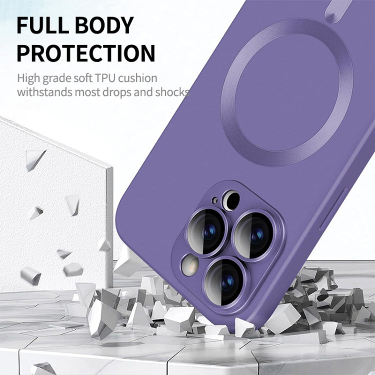 For iPhone 14 Plus ENKAY MagSafe Matte TPU Phone Case with Lens Film & Screen Glass Film(Purple) - iPhone 14 Plus Cases by ENKAY | Online Shopping UK | buy2fix