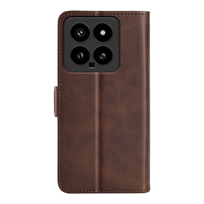 For Xiaomi 14 Dual-side Magnetic Buckle Horizontal Flip Leather Phone Case(Brown) - 14 Cases by buy2fix | Online Shopping UK | buy2fix