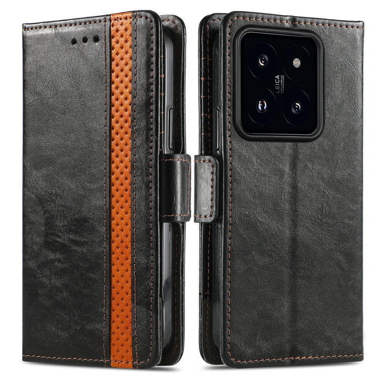 For Xiaomi 14 CaseNeo Splicing Dual Magnetic Buckle Leather Phone Case(Black) - 14 Cases by buy2fix | Online Shopping UK | buy2fix