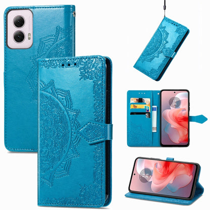 For Motorola Moto G Power 2024 Mandala Flower Embossed Leather Phone Case(Blue) - Motorola Cases by buy2fix | Online Shopping UK | buy2fix