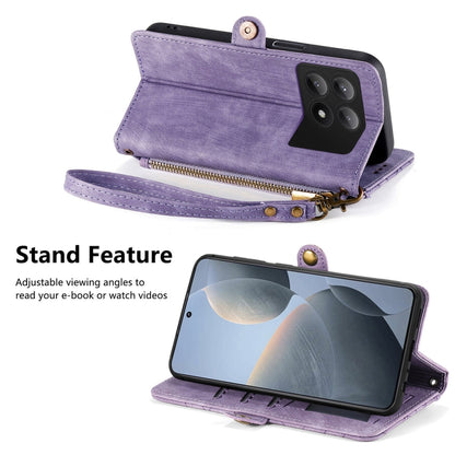 For Xiaomi Redmi K70E Geometric Zipper Wallet Side Buckle Leather Phone Case(Purple) - K70E Cases by buy2fix | Online Shopping UK | buy2fix