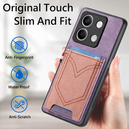 For Xiaomi Redmi Note 13 Denim Texture Leather Skin Phone Case with Card Slot(Purple) - Note 13 Cases by buy2fix | Online Shopping UK | buy2fix