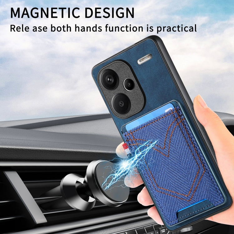 For Xiaomi Redmi Note 13 Pro+ Denim Texture Leather Skin Phone Case with Card Slot(Blue) - Note 13 Pro+ Cases by buy2fix | Online Shopping UK | buy2fix