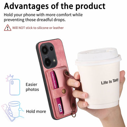 For Xiaomi Redmi Note 13 Pro 4G Retro Cross Wristband Wallet Leather Back Phone Case(Pink) - Note 13 Pro Cases by buy2fix | Online Shopping UK | buy2fix