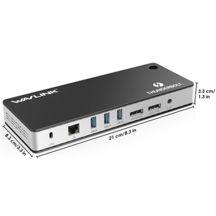 WAVLINK UTD21H 11 in 1 4K Dual DisplayPort Hub Converter Thunderbolt 3 Docking Station, Plug:EU Plug - USB HUB by WAVLINK | Online Shopping UK | buy2fix