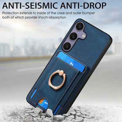 For Samsung Galaxy S25 Ultra 5G Retro Splitable Magnetic Card Bag Leather Phone Case(Blue) - Galaxy Phone Cases by buy2fix | Online Shopping UK | buy2fix