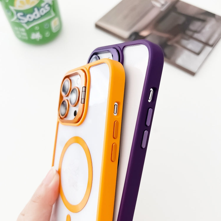 For iPhone 15 Plus MagSafe Acrylic Hybrid TPU Holder Phone Case with Lens film(Purple) - iPhone 15 Plus Cases by buy2fix | Online Shopping UK | buy2fix