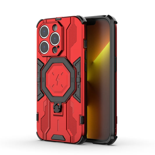 For iPhone 14 Pro MagSafe Supersonic Armor Holder PC Hybrid TPU Phone Case(Red) - iPhone 14 Pro Cases by buy2fix | Online Shopping UK | buy2fix