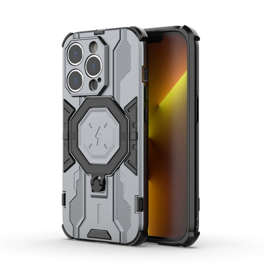 For iPhone 14 Pro Supersonic Armor Holder PC Hybrid TPU Phone Case(Grey) - iPhone 14 Pro Cases by buy2fix | Online Shopping UK | buy2fix