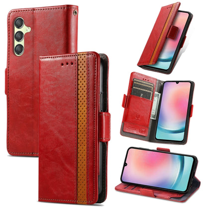 For Samsung Galaxy S23 FE 5G CaseNeo Splicing Dual Magnetic Buckle Leather Phone Case(Red) - Galaxy S23 FE 5G Cases by buy2fix | Online Shopping UK | buy2fix