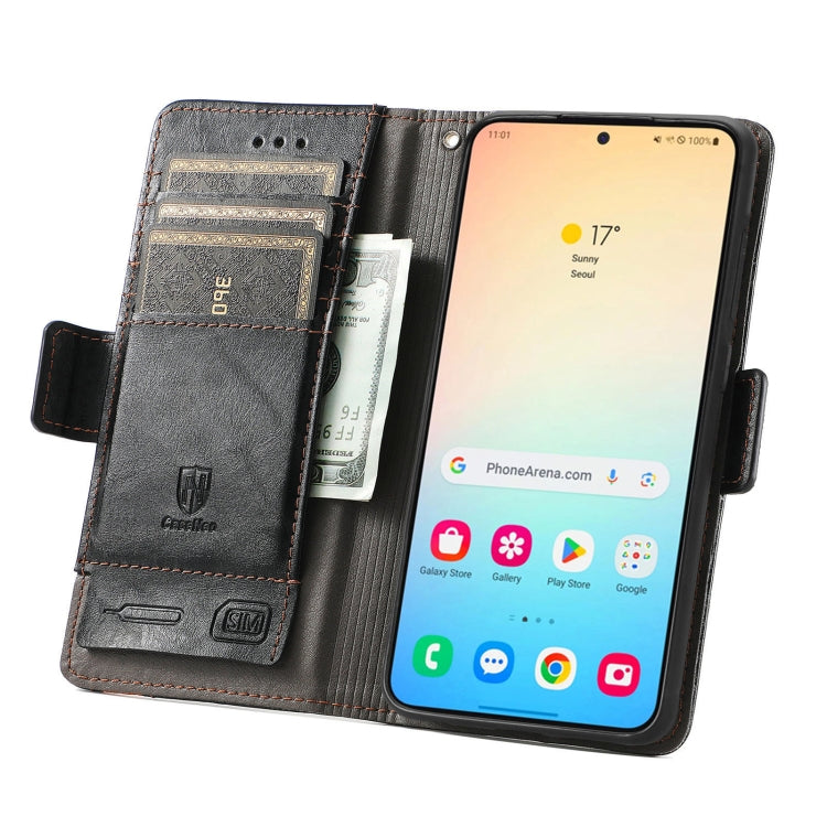 For Samsung Galaxy S25 5G CaseNeo Splicing Dual Magnetic Buckle Leather Phone Case(Black) - Galaxy S25 5G Cases by CaseNeo | Online Shopping UK | buy2fix