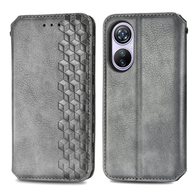 For Blackview A200 Pro Cubic Grid Pressed Magnetic Leather Phone Case(Grey) - More Brand by buy2fix | Online Shopping UK | buy2fix