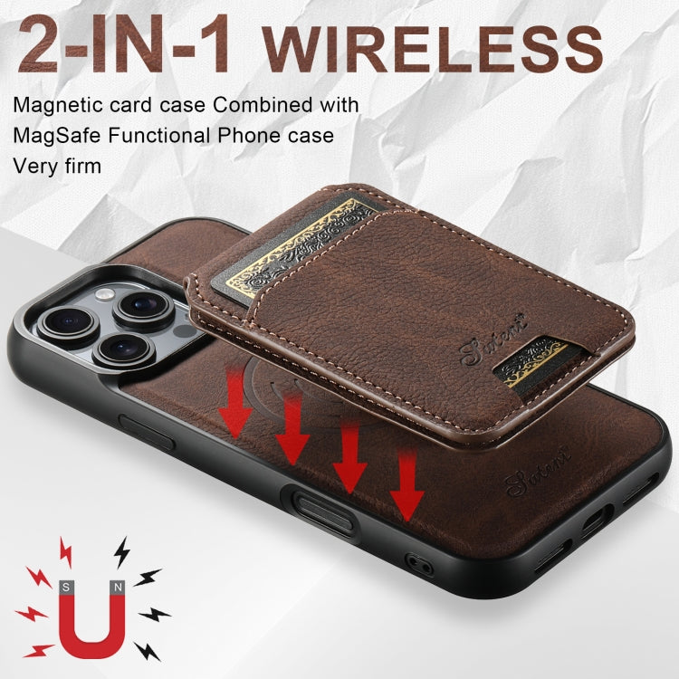 For iPhone 16 Pro Suteni H16 Litchi Texture Leather Detachable Wallet Back Phone Case(Brown) - iPhone 16 Pro Cases by Suteni | Online Shopping UK | buy2fix