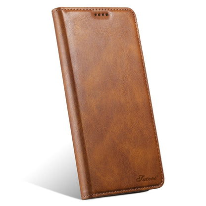 For iPhone 16 Plus Suteni J02 Oil Wax Wallet Leather Phone Case(Brown) - iPhone 16 Plus Cases by Suteni | Online Shopping UK | buy2fix