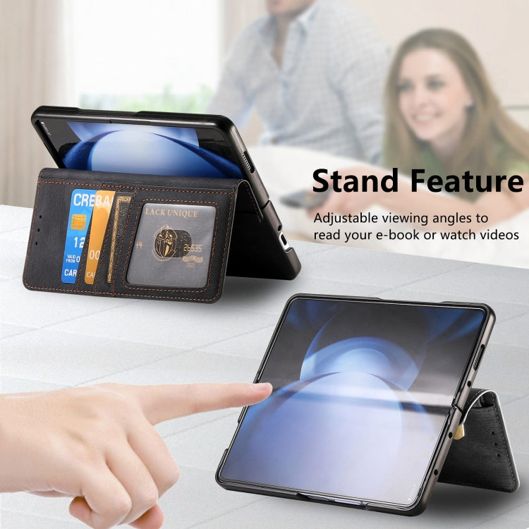 For Samsung Galaxy Z Fold6 5G Retro MagSafe Magnetic Zipper Wallet Leather Phone Case(Black) - Galaxy Z Fold6 5G Cases by buy2fix | Online Shopping UK | buy2fix