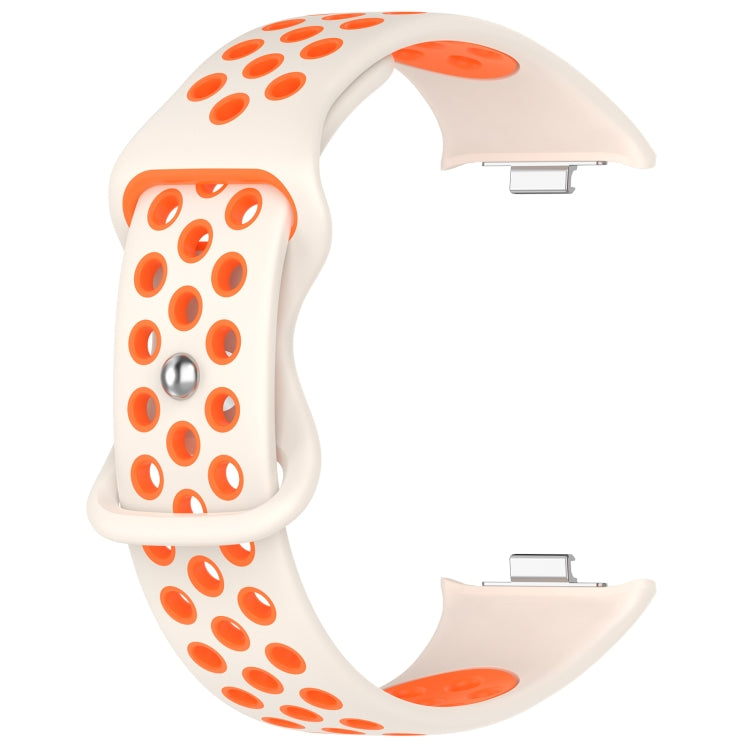 For Redmi Watch 4 Dual Color Perforated Silicone Watch Band(Starlight Orange) - Watch Bands by buy2fix | Online Shopping UK | buy2fix