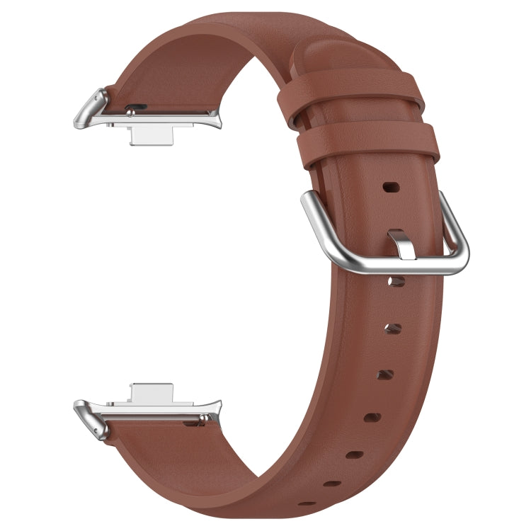 For Xiaomi Mi Band 8 Pro Round Tail Top Layer Leather Watch Band(Brown) - Watch Bands by buy2fix | Online Shopping UK | buy2fix