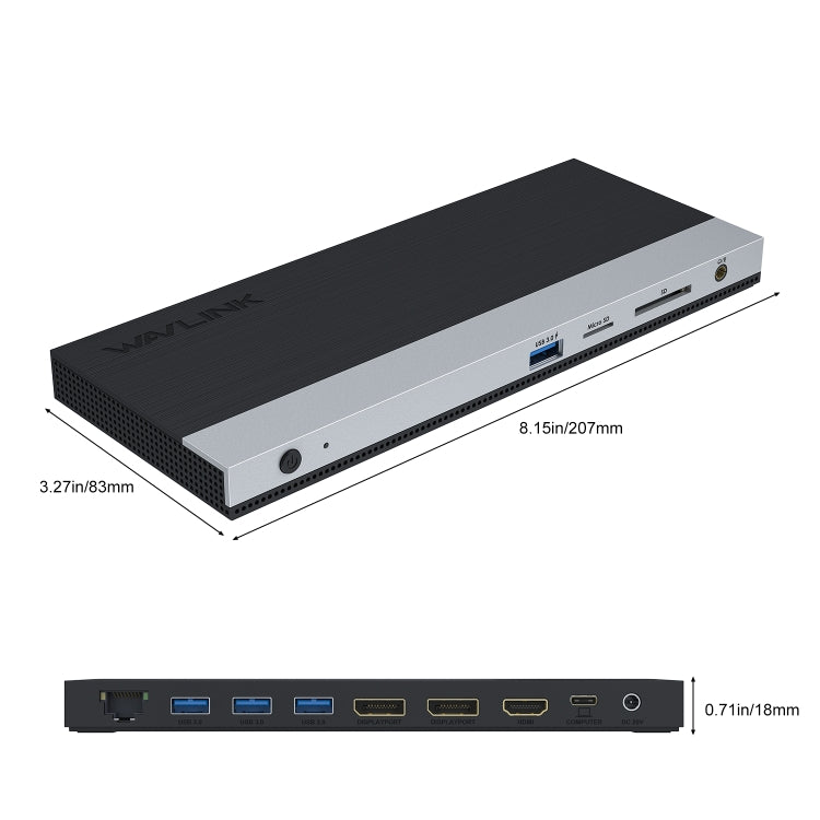 WAVLINK WL-UMD01 USB3.0 Splitter Docking Station Gigabit Ethernet / DP / HD Cable Converter(UK Plug) - USB 3.0 HUB by WAVLINK | Online Shopping UK | buy2fix