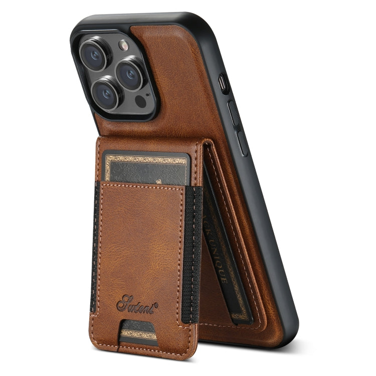 For iPhone 13 Pro Max Suteni H17 Oil Eax Leather MagSafe Detachable Wallet Phone Case(Brown) - iPhone 13 Pro Max Cases by Suteni | Online Shopping UK | buy2fix