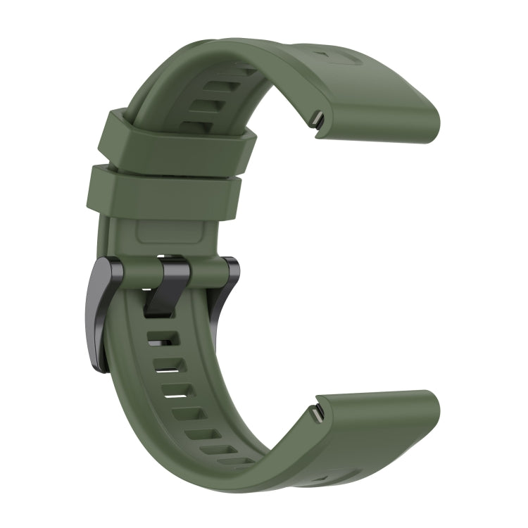For Garmin Quatix 7 Pro Solid Color Black Buckle Silicone Quick Release Watch Band(Dark Green) - Watch Bands by buy2fix | Online Shopping UK | buy2fix