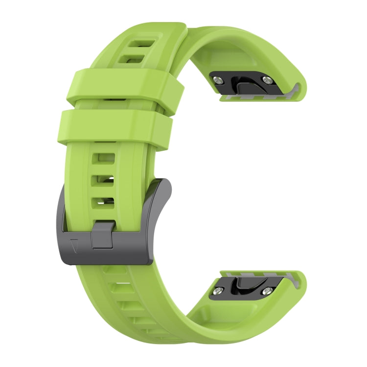 For Garmin Fenix 6 GPS Solid Color Black Buckle Silicone Quick Release Watch Band(Lime green) - Watch Bands by buy2fix | Online Shopping UK | buy2fix